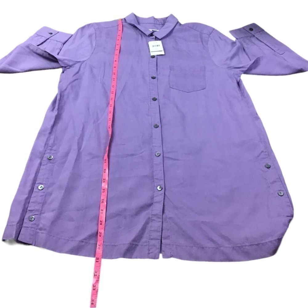 J. Jill Women’s Size Medium Viola Purple Button Down Shirt Button Sides Tencel - Picture 12 of 12